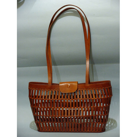borsa-shopper-listelli-verticale-cuoio- pelle- artigianale- fatto a mano-borse Pescara