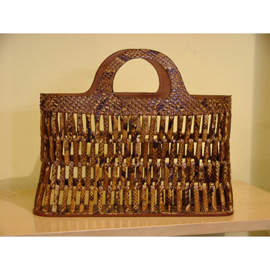 borsa-shopper-intrecciata-listelli-verticale-rettile- pelle- artigianale- fatto a mano-borse Pescara