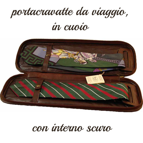 portacravatte in pelle cuoio